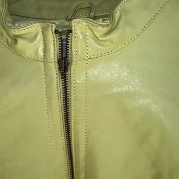 COPY - Vintage Modern Images Green 100% Leather Jacket - Picture 4 of 7